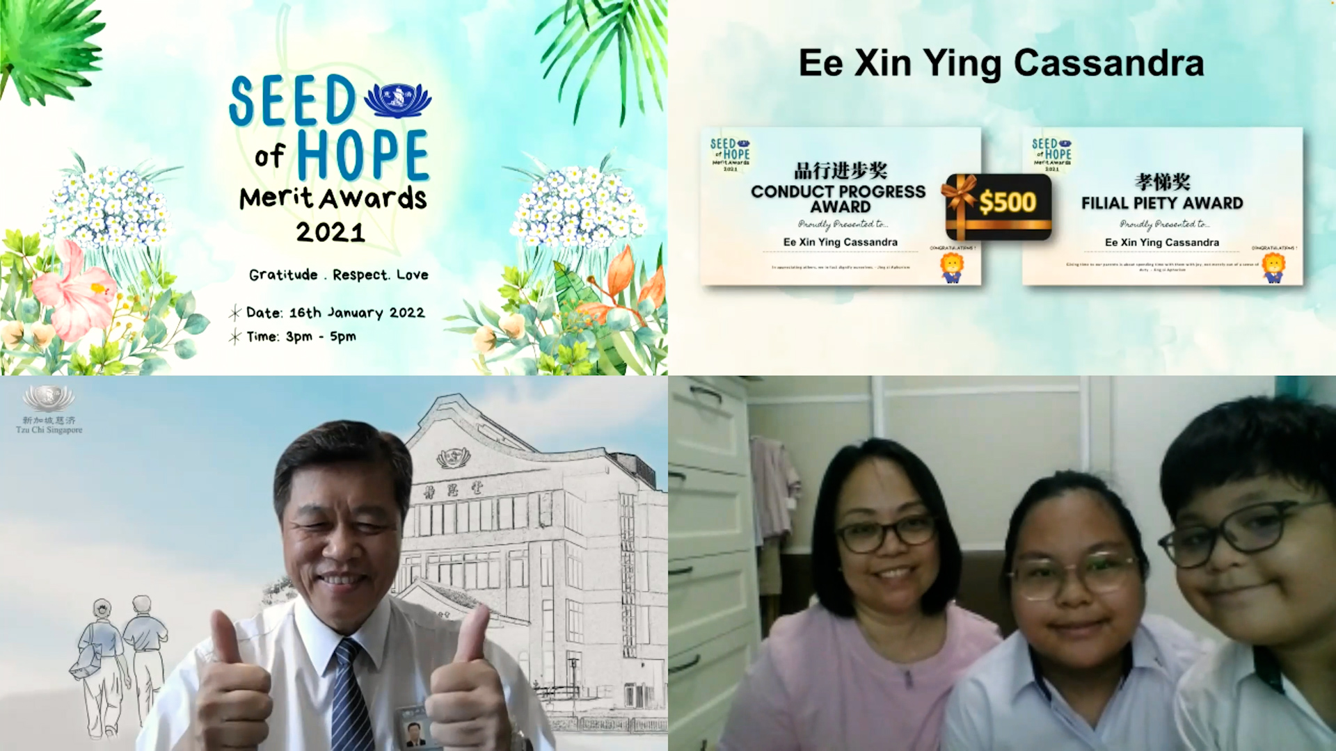 Seeds of Hope beneficiaries awarded for repaying parent's kindness with filial piety